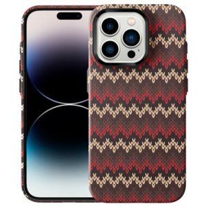 Hard Silicone Textile Pattern Cover iPhone 15 Pro Max – Purplish Red