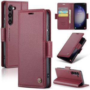 CASEME 023 Series Leather Wallet With Card Slot Cover For Samsung Galaxy S24 Plus – Red