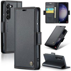 CASEME 023 Series Leather Wallet With Card Slot Cover For Samsung Galaxy S24 Plus – Black
