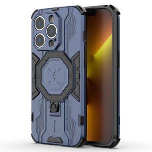 Ring Kickstand Armor PC TPU Cover for iPhone 15 Pro – Blue