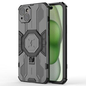 Ring Kickstand Armor PC TPU Cover for iPhone 15 Plus – Black