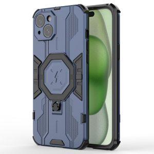 Ring Kickstand Armor PC TPU Cover for iPhone 15 Plus – Blue
