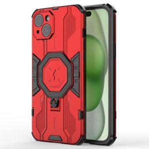 Ring Kickstand Armor PC TPU Cover for iPhone 15 Plus – Red