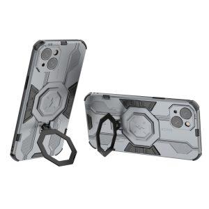 Ring Kickstand Armor PC TPU Cover for iPhone 15 Plus – Gray