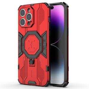 Ring Kickstand Armor PC TPU Cover for iPhone 14 Pro – Red