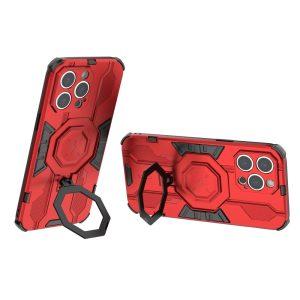 Ring Kickstand Armor PC TPU Cover for iPhone 14 Pro – Red