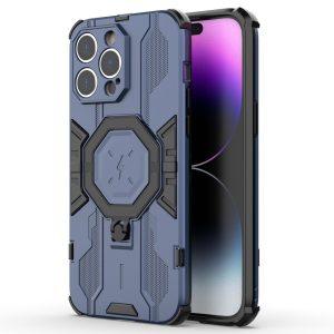 Ring Kickstand Armor PC TPU Cover for iPhone 14 Pro – Blue
