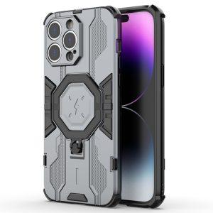Ring Kickstand Armor PC TPU Cover for iPhone 14 Pro – Gray