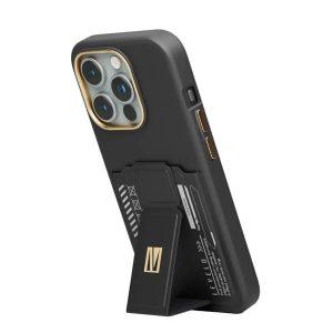 Levelo Morphix Gripstand Case With Cardholder For iPhone 15 Pro Max – Black (LVLMGCC15PMBK)