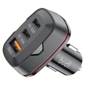 Budi 60W Dual USB-C & 18W USB QC3.0 Car Charger CC616RB – Black