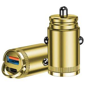 Budi 30W PD 30W QC Zinc Alloy Metal Car Charger CC630G – Gold