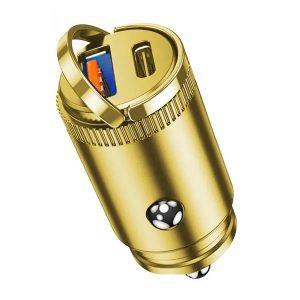 Budi 30W PD 30W QC Zinc Alloy Metal Car Charger CC630G – Gold