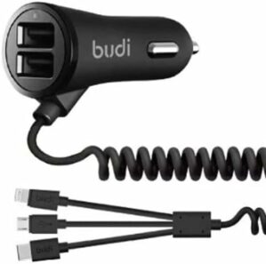 Budi 17W 2USB Car Charger with 3 in 1 Cable CC068T3B -Black