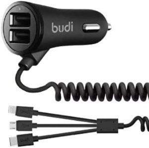 Budi 17W 2USB Car Charger with 3 in 1 Cable CC068T3B -Black