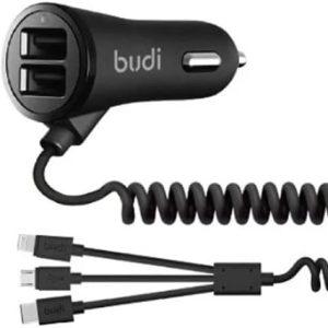Budi 17W 2USB Car Charger with 3 in 1 Cable CC068T3B -Black