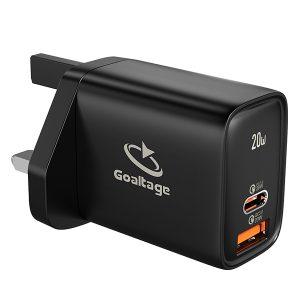 Goaltage Dual Port Wall Charger 20W PD – Black CH01-20WUK