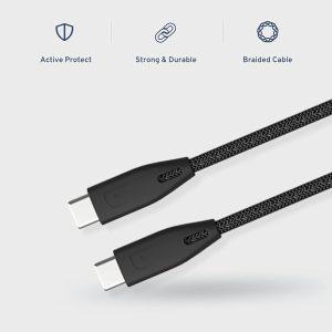 Powerology Braided USB-C to USB-C Cable 2M 100W- Black (PBCC2BK)