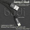 Budi USB to Lightning 1 Meter 2.4A Braided Cable - Black DC206L10B - Image 4