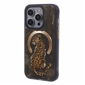 iPhone 15 Pro Nimmy Magsafe Leopard Embroidery Cover – Gold