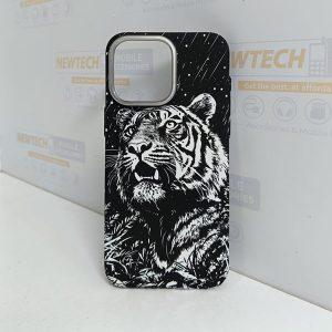 iPhone 15 Pro Magsafe Luxo Tiger Printed Cover- Black/White