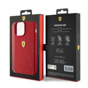iPhone 15 Pro Ferrari Silicone Cover with All Over SF Pattern – Red (FEHCP15LSPAR)