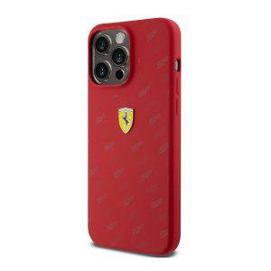 iPhone 15 Pro Ferrari Silicone Cover with All Over SF Pattern – Red (FEHCP15LSPAR)