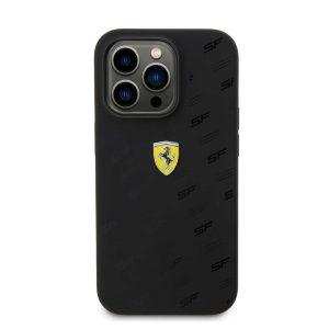 iPhone 15 Pro Ferrari Silicone Cover with All Over SF Pattern – Black (FEHCP15LSPAK)