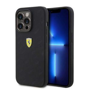 iPhone 15 Pro Ferrari Silicone Cover with All Over SF Pattern – Black (FEHCP15LSPAK)
