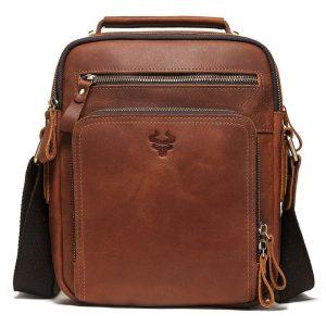 HUMERPAUL MH573 Cowhide Leather Crossbody Men Bag – Brown