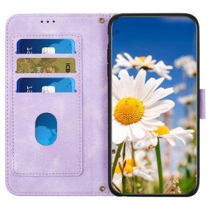 Samsung Galaxy A05 4G Flip Cover Flower Pattern With Card Holder – Light Purple