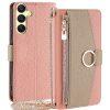 Crossbody Zipper Pocket Leather Cover For Samsung Galaxy A15 4G/A15 5G - Pink