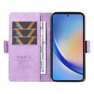 Samsung Galaxy A35 5G YIKATU Leather Flip Cover with Wallet – Purple (YK-005)