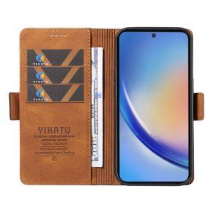 Samsung Galaxy A35 5G YIKATU Leather Flip Cover with Wallet – Brown (YK-005)