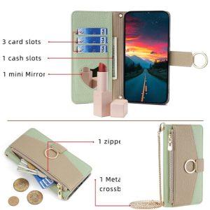 Crossbody Zipper Pocket Leather Cover For Samsung Galaxy S24 Ultra – Green
