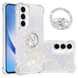 Samsung Galaxy A35 5G YB Quicksand Series-7 TPU Floating Sequins Kickstand Cover – Laser/Hearts