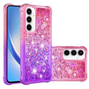 Samsung Galaxy A55 5G YB Quicksand Series-3 TPU Glitter Cover – Pink + Purple