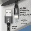 Budi USB to Lightning 2 Meter 2.4A Braided Cable - Black DC206L20B - Image 4