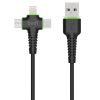 Budi 3 in 1 USB to Lightning/Type-C/Micro 25CM 3A Cable DC150+025B - Black