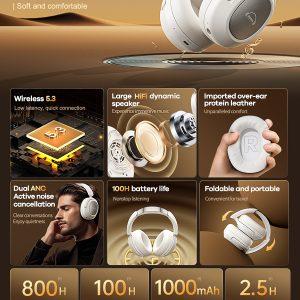 REMAX Blissful Series Active Noise-canceling Music WirelessHeadset RB-850HB – Black