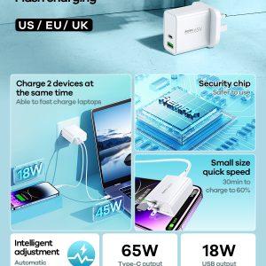 REMAX Kiddy Series 65W A+C Fast Charger – White RP-U125 UK