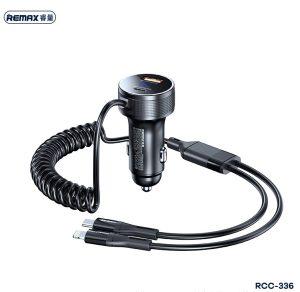 REMAX Saga Series 52.5W PD+QC Fast Car Charger with C+ L Spring Cable – Black RCC336