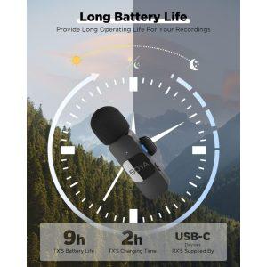 Boya Wireless USB-C Lapel Microphone System Black – BY-V20