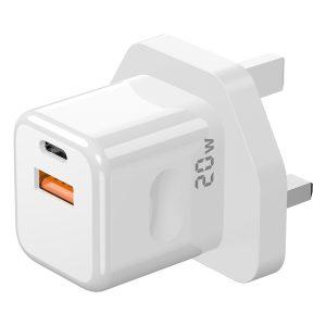 Porodo Blue Wall Charger PD and USB-A UK PD 20W – White (PB-20WDWC-WH)