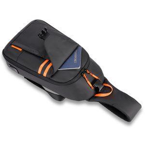 Porodo Gaming Water-Resistant PU Sling Bag With USB-C Port – Black (PDX532)