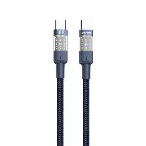 Porodo Braided 100W PD C to C  with Transparent Head 1.2M – Blue (PD-100WCCTH-BU)