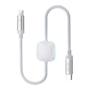 Porodo 2in1 C-L 27W Cable with Wireless Watch Charger 1.2M – White (PD-2N1CLWC-WH)