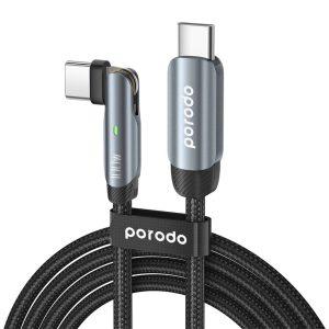 Porodo Braided 100W PD C to C Cable With Rotatable Head 1M – Grey (PD-C100C1R-GY)
