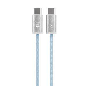 Porodo Woven 60W Type-C to Type-C Cable 1.2M – Blue (PD-W60CC1-BU)