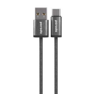 Porodo Woven 3A USB-A to Type-C Cable 1.2M – Black (PD-WV3AC1-BK)