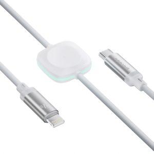 Porodo 2in1 C-L 27W Cable with Wireless Watch Charger 1.2M – White (PD-2N1CLWC-WH)
